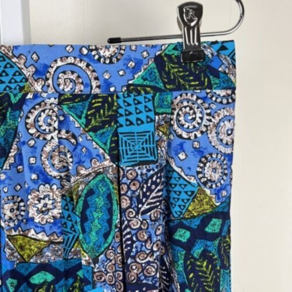 Worthington Vintage Maxi Skirt Abstract‎ Batik Pleated Rayon 90s USA Size 14 - Picture 4 of 6